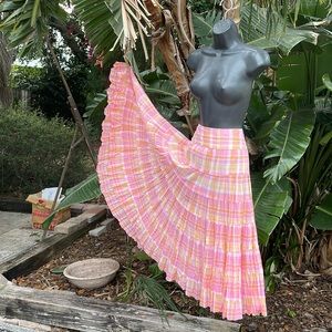 Jones , New York plaid tiered, cotton, midi, or maxi skirt